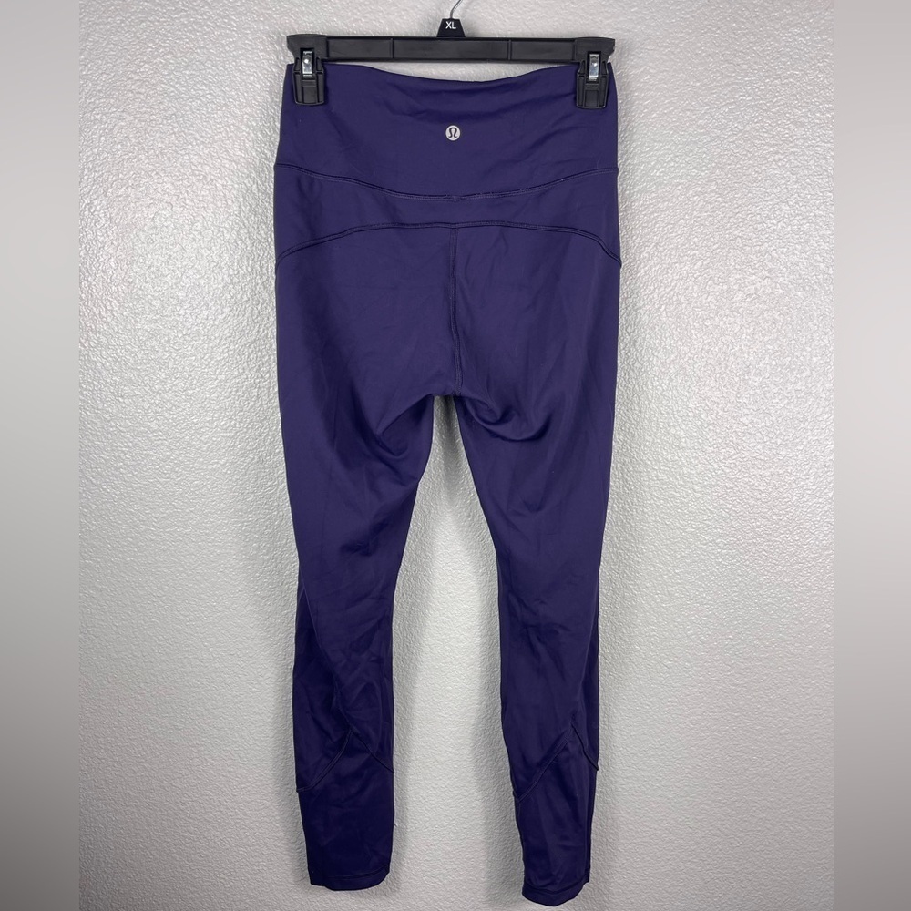 Lululemon 7/8 Ankle Leggings Activewear Pants Purple Waistband Pocket Womens 6 - Picture 6 of 7